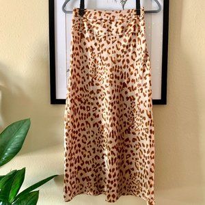 Free People Normani Bias Printed Skirt in Leopard